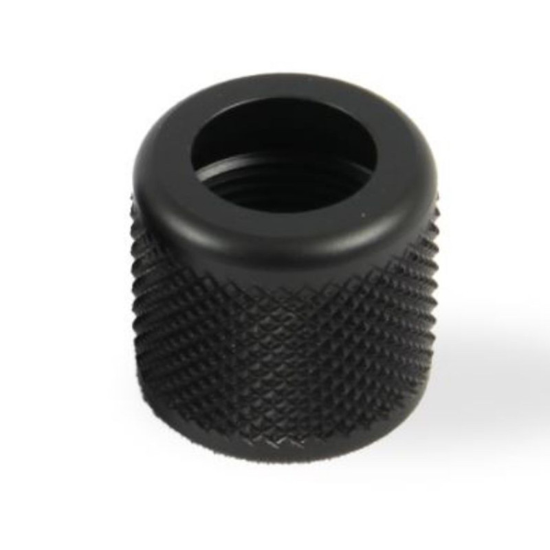 Écrou alu noir moleté Ø20 mm Carp’O | Serrage pied rod pod