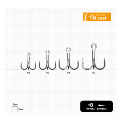 Hameçon Triple Hayabusa TBL930 Tin Taille 8 | Sachet de 6