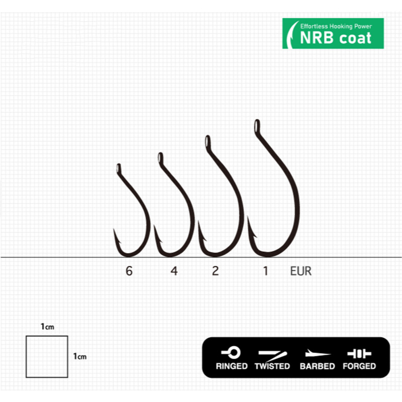 Hameçon Carpe Hayabusa W-1 Taille 1 Noir NRB | Sachet de 10