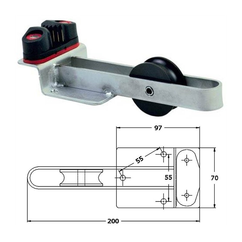 SUPPORT POULIE DROIT COURT + TAQUET